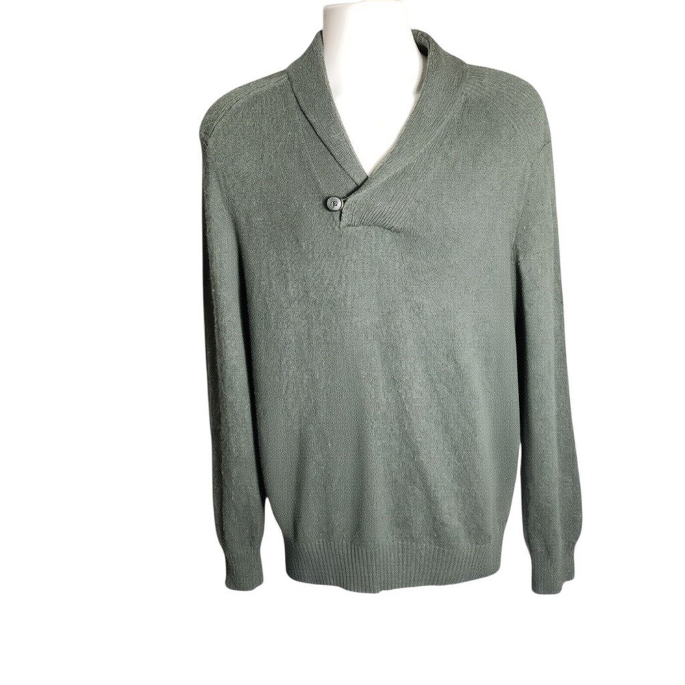 Joseph Abboud Mens XXL Sage Green Wool Blend Shawl Collar Pullover Sweater - Picture 7 of 8
